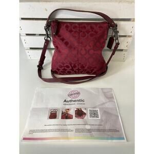 COACH 43107 SMALL WINE SIGNATURE PRINT CANVAS CROSSBODY BAG